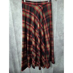 Vtg Susan Bristol Tartan Plaid Wool Midi Skirt Sz 10 Made In USA 90s Academia